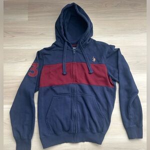 U.S. Polo Assn. Men's Navy and Burgundy Zip-Up Sweater